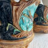 Pair of antique cache-pots in majolica – Art Nouveau 19th century
