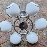 Suspension chrome, 8 spots "eye balls", space age, white