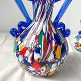 Blue glass vases by Murano Fratelli Toso made in Italy 1920