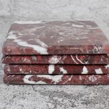 Madeji – Red Square Natural Marble Coasters - set of 4