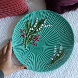 SMF Schramberg Majolica Fruit Dish Lily of the Valley and Forget-Me-Nots