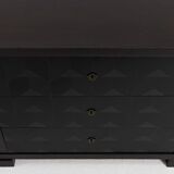 Brutalist Oak Craftsmanship Sideboard, 1960s/70s, Germany, Brass Accents