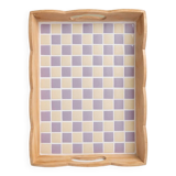 Handcrafted checkerboard tiled wooden tray