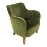 Scandinavian velvet armchair, suede, 1950