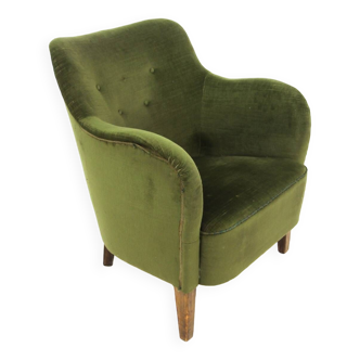 Fauteuil scandinave en velours, suède, 1950