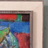 Mid-Century Modern Swedish "Fish & Fruit" Vintage Still Life Oil Painting, Framed