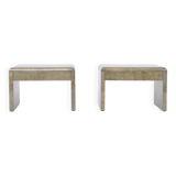 Mid-Century Modern Bedside Tables Made of Laquered Goat Skin by Aldo Tura