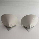 Pair of vintage wall lights, white lacquered metal, France 1970