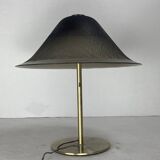 Lampe de table champignon en laiton et verre de l'ère spatiale par Peill & Puzzler 1970