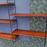 Nils Strinning 5-shelf teak wall-mounted bookcase, 115 cm x 80 cm
