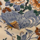 11 flat plates Rooster with Peonies, Gien earthenware
