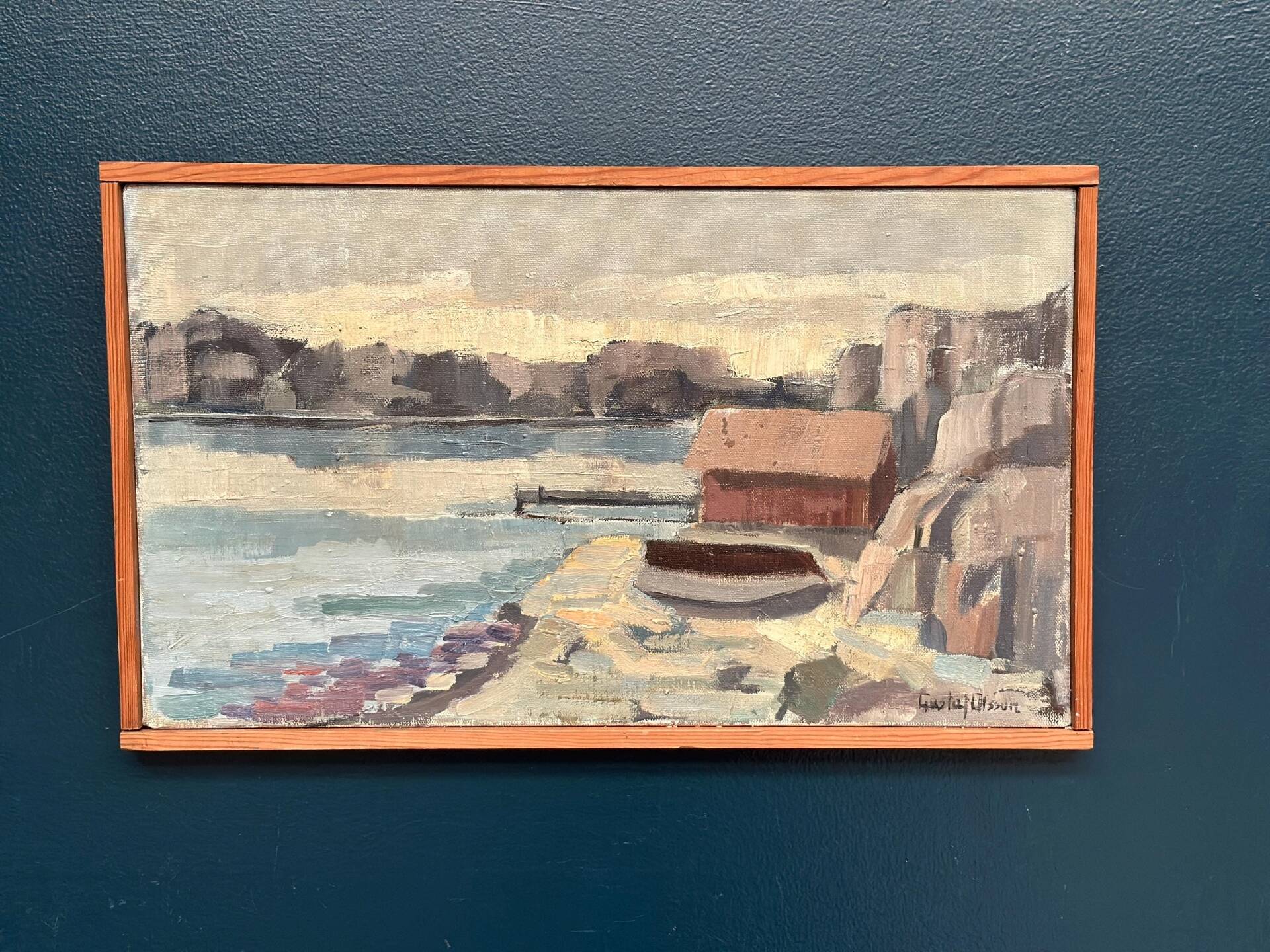 Original Swedish Oil On Canvas – “Seascape” By Gustaf Olsson – Signed – Vintage & Framed – 50 × 30 Cm (19.7" × 11.8")