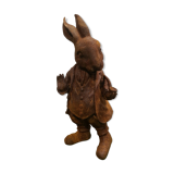 Rabbit with a cast iron pipe garden statue