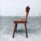French Folk Art Rustic Dining Chair Set in Oak, 1940s, Set of 6