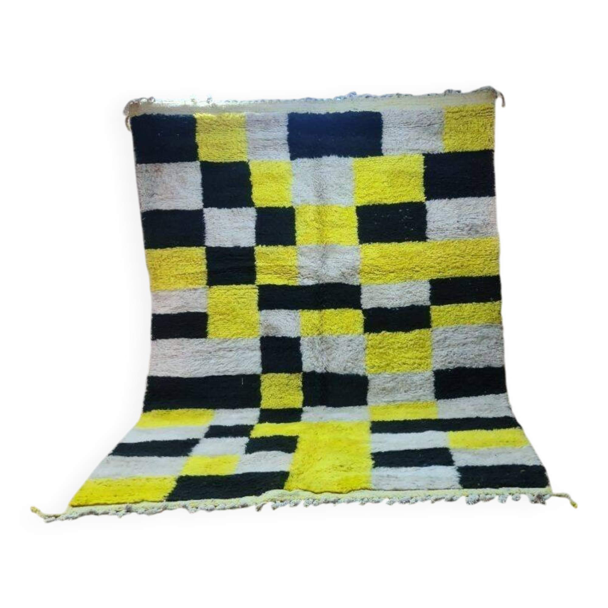 Authentic Beni Ourain Rug 300x200 cm - 100% Wool, Handmade, Checkered