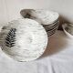 Vintage french 1960s stalins toledo - toledo dessert bowls black olive leaf
