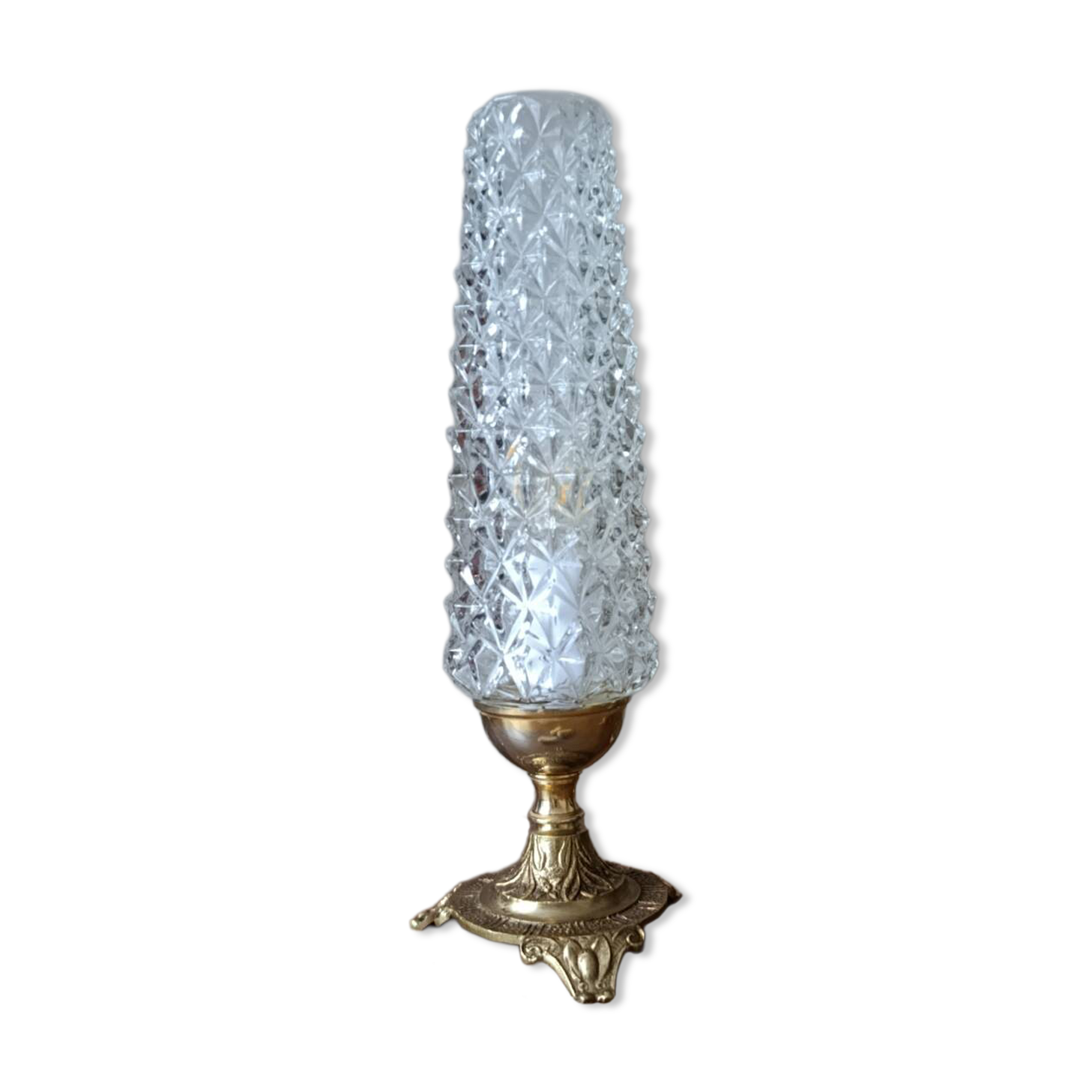 Upcycled retro chic table lamp | diamond tip & bronze
