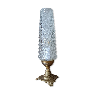 Lampe à poser upcyclée rétro chic | pointe diamant & bronze