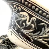 Sauce boat Sarreguemines Lorraine black and white stork décor