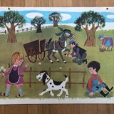 Vintage school poster Nathan 1968 "Le Pré"