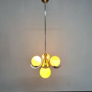 Lustre Art Déco en chrome et verre rose, années 1930