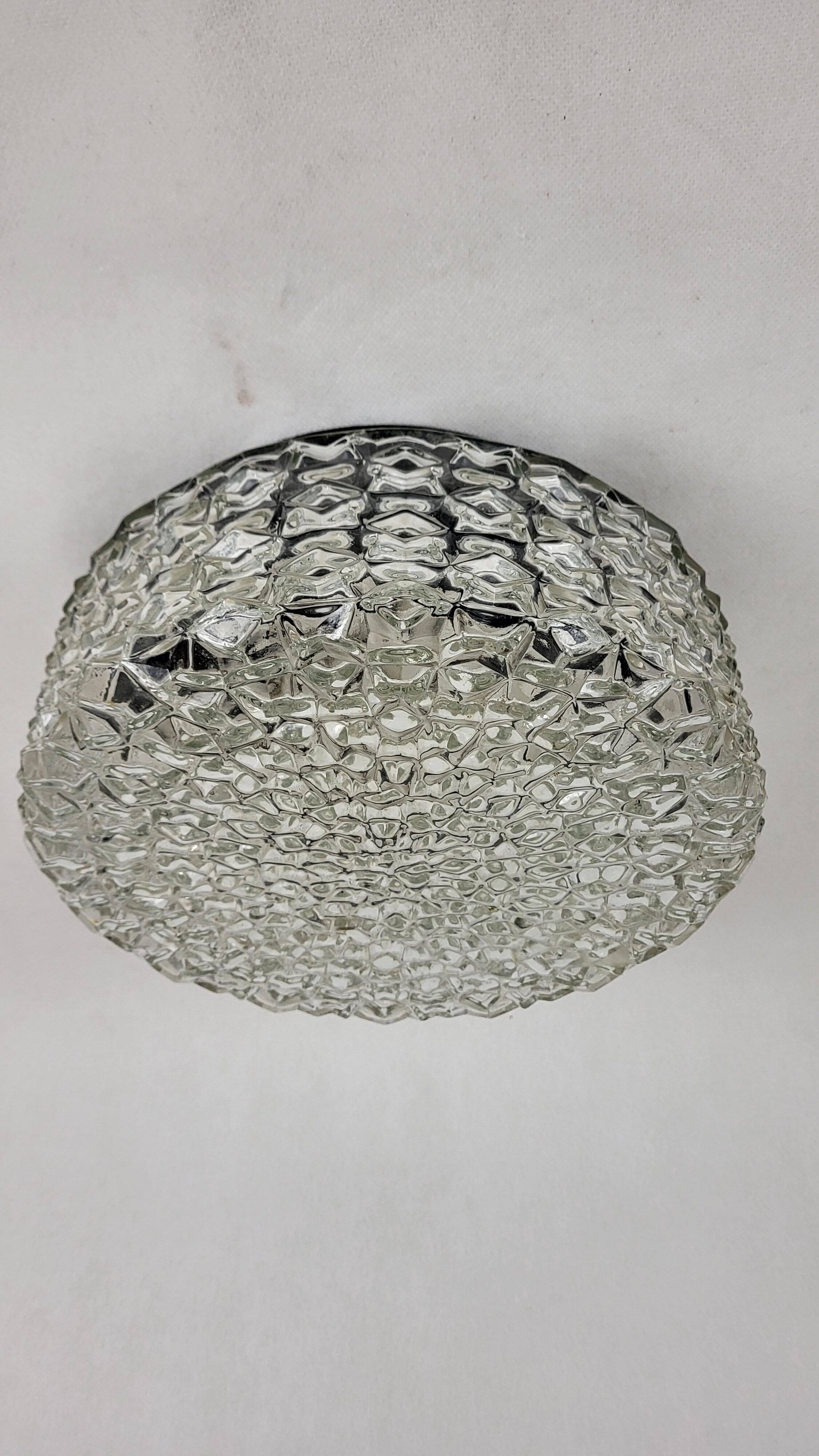 Glass ceiling light 60s-70s / German