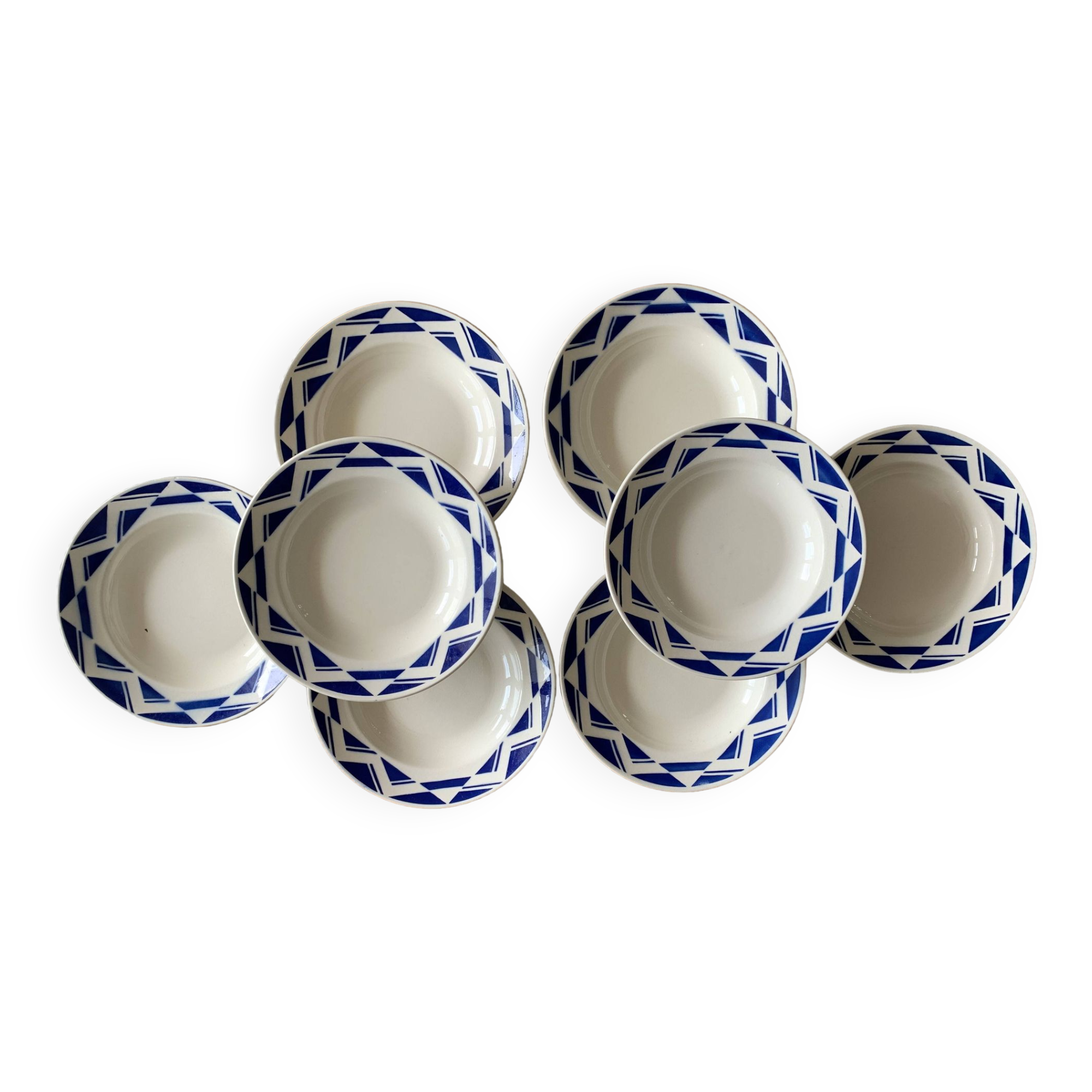 8 old earthenware plates from badonviller