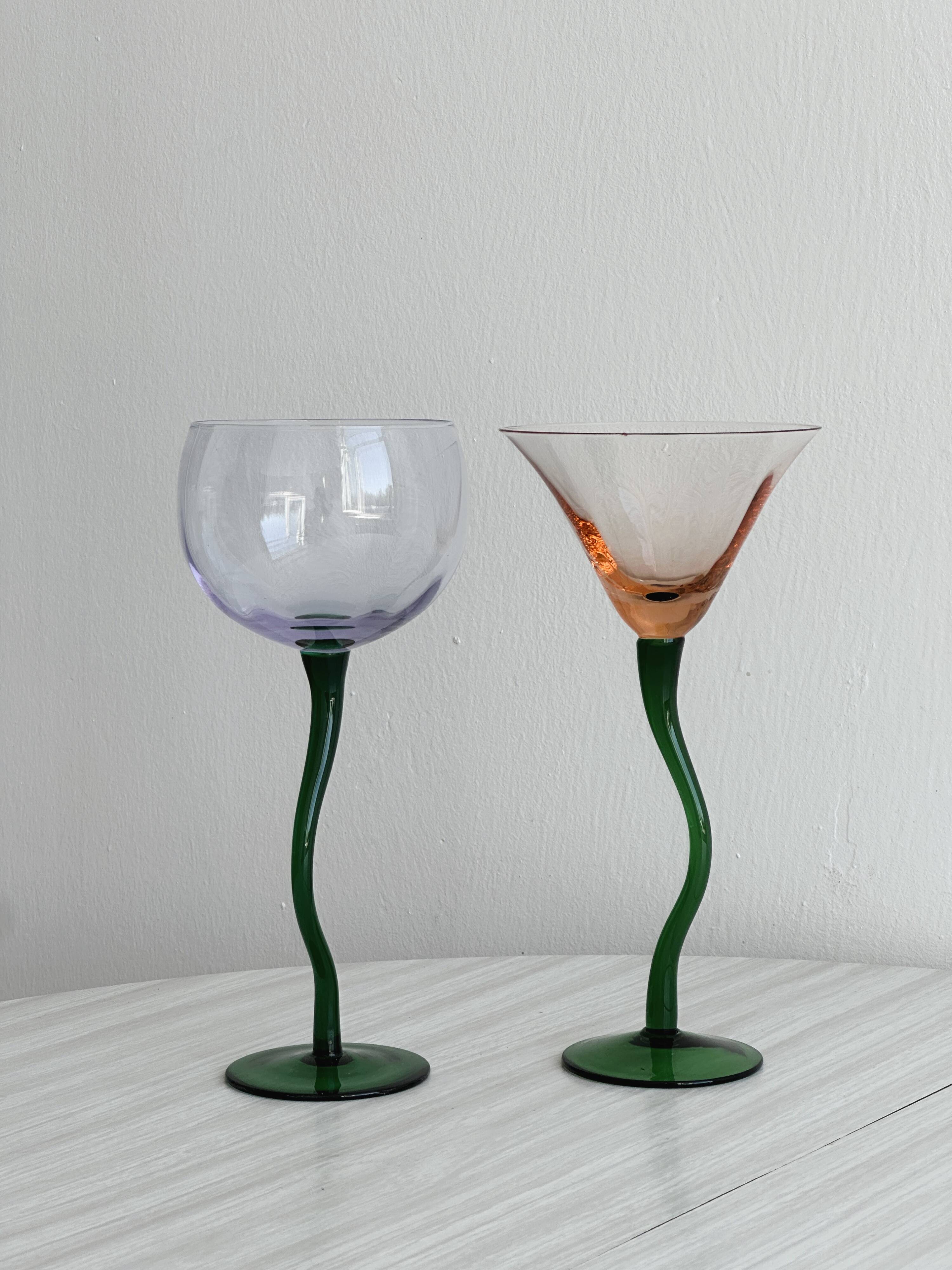 Duo of blown glasses