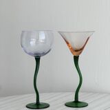 Duo of blown glasses