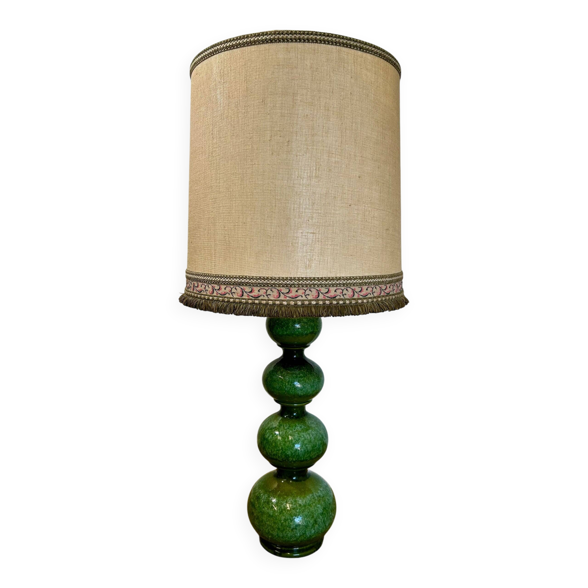 Green ceramic sun lamp/table, Kaiser Leuchten, Germany, 1960s elegance.