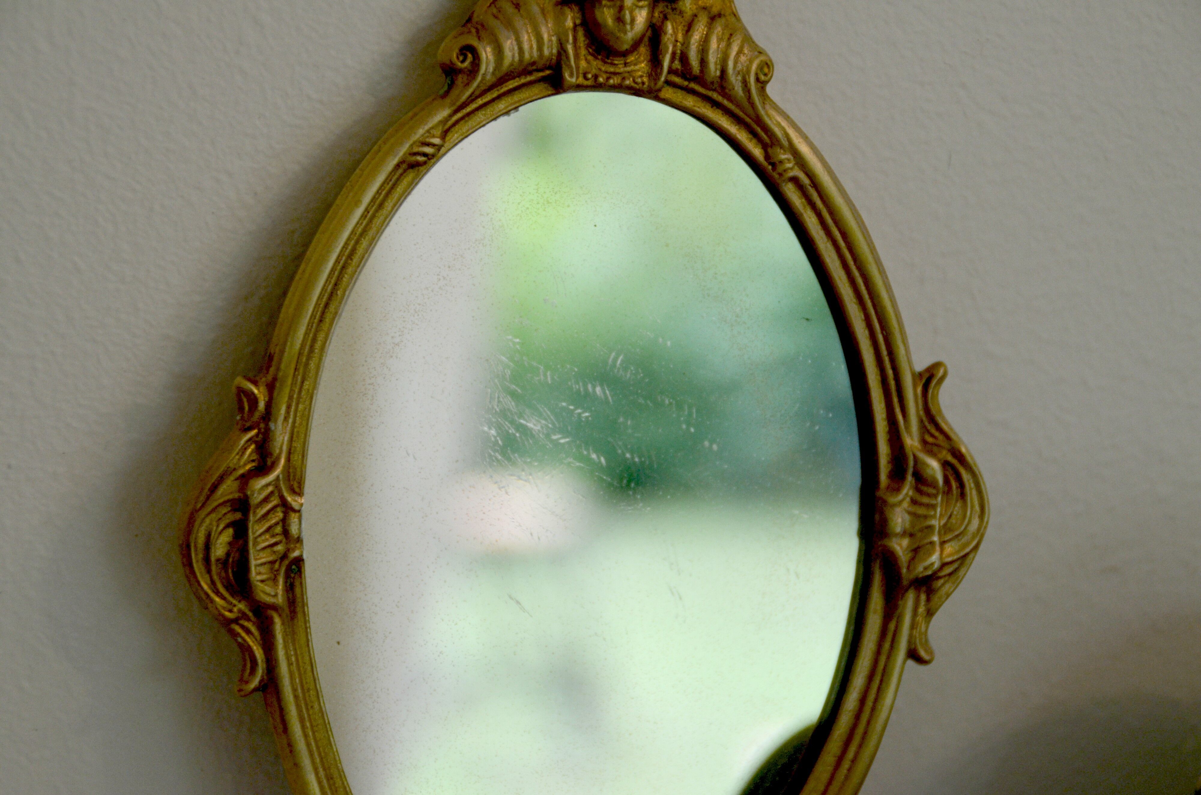 Mirror opposite hand brass 13x30cm