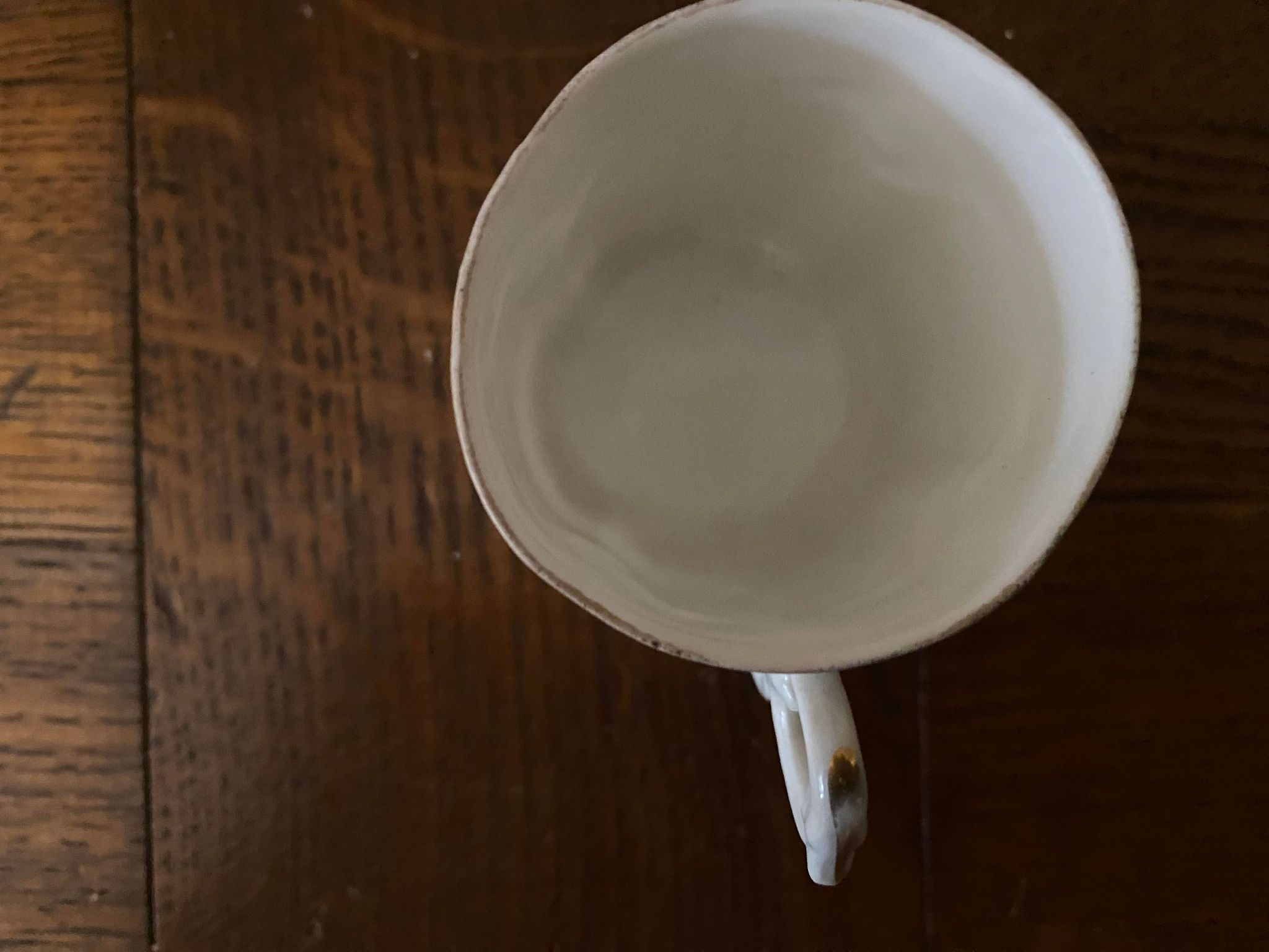 Porcelain cup fine decoration flowers and golden edge