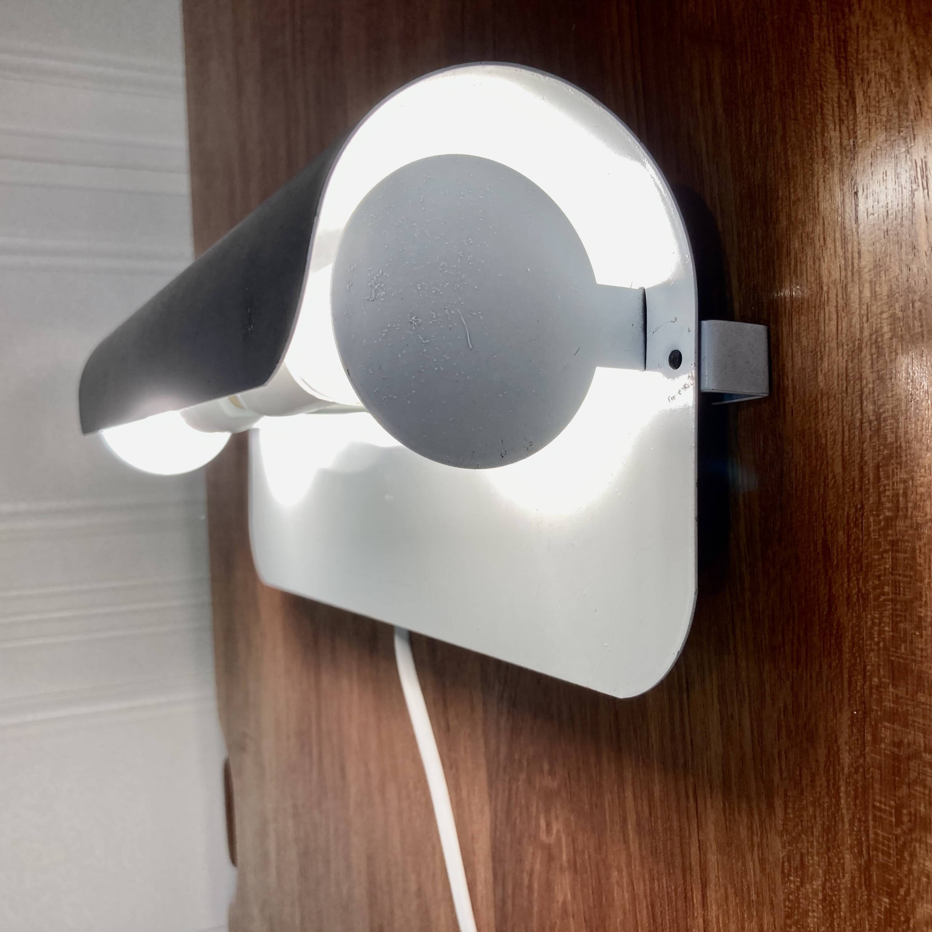 Pair of large scandinavian design steel wall lights 1970.