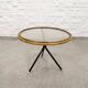 Mid-Century Set of Three Round Rattan and Glass Side Tables, 1960s