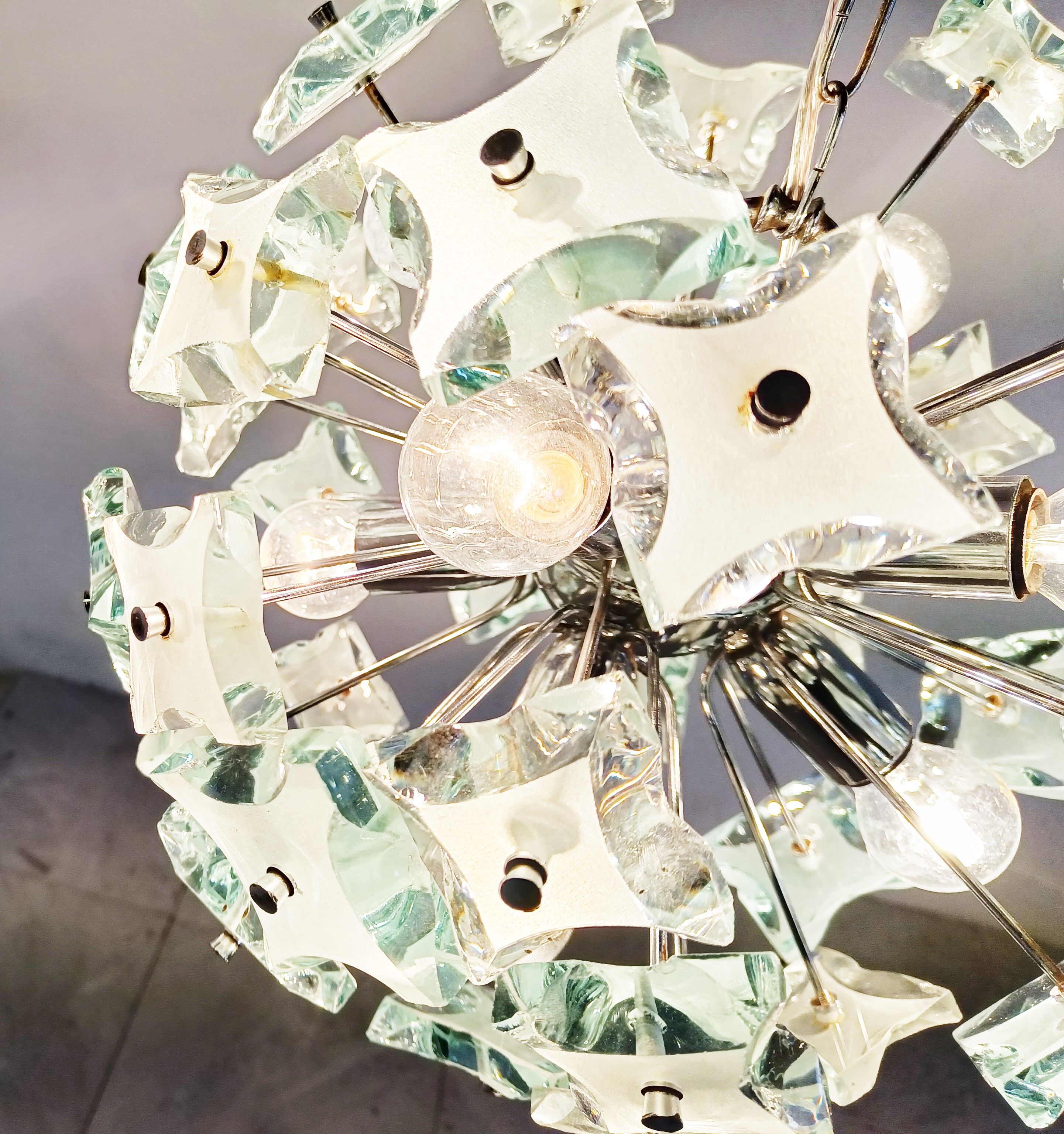 Mid century glass sputnik chandelier, 1970s