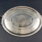 Very large silver metal serving tray christofle malmaison model