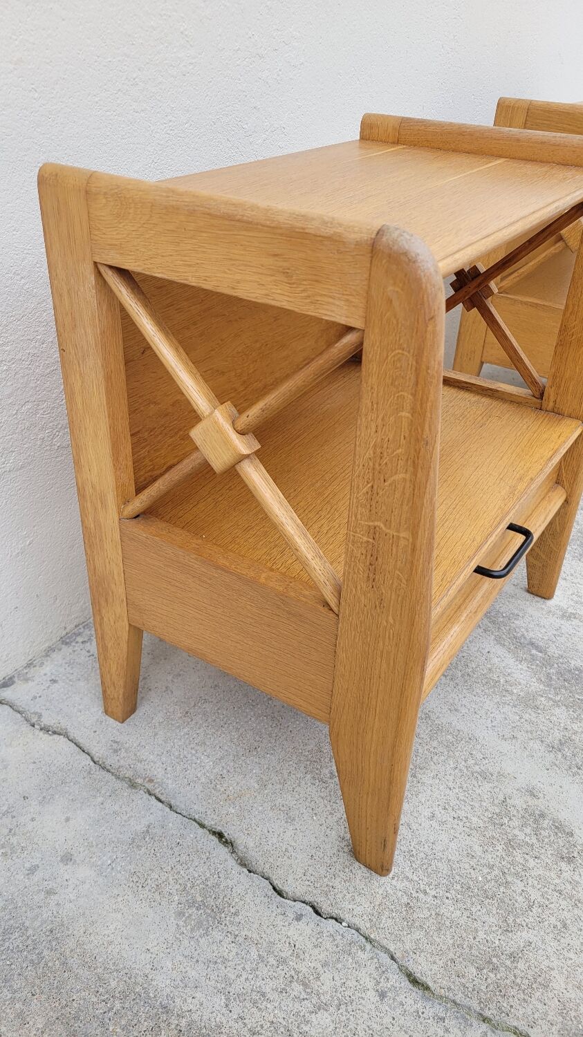 Paire de table de chevets Ateliers Saint sabin en chêne 1950