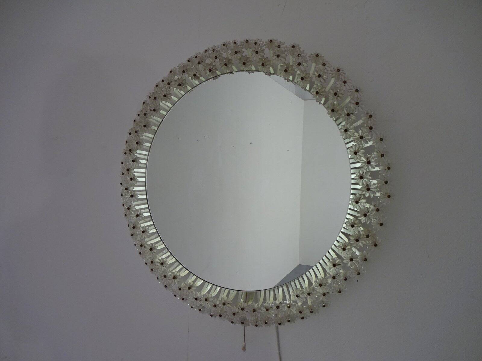 Austrian Illuminated Flower Mirror, 1960s