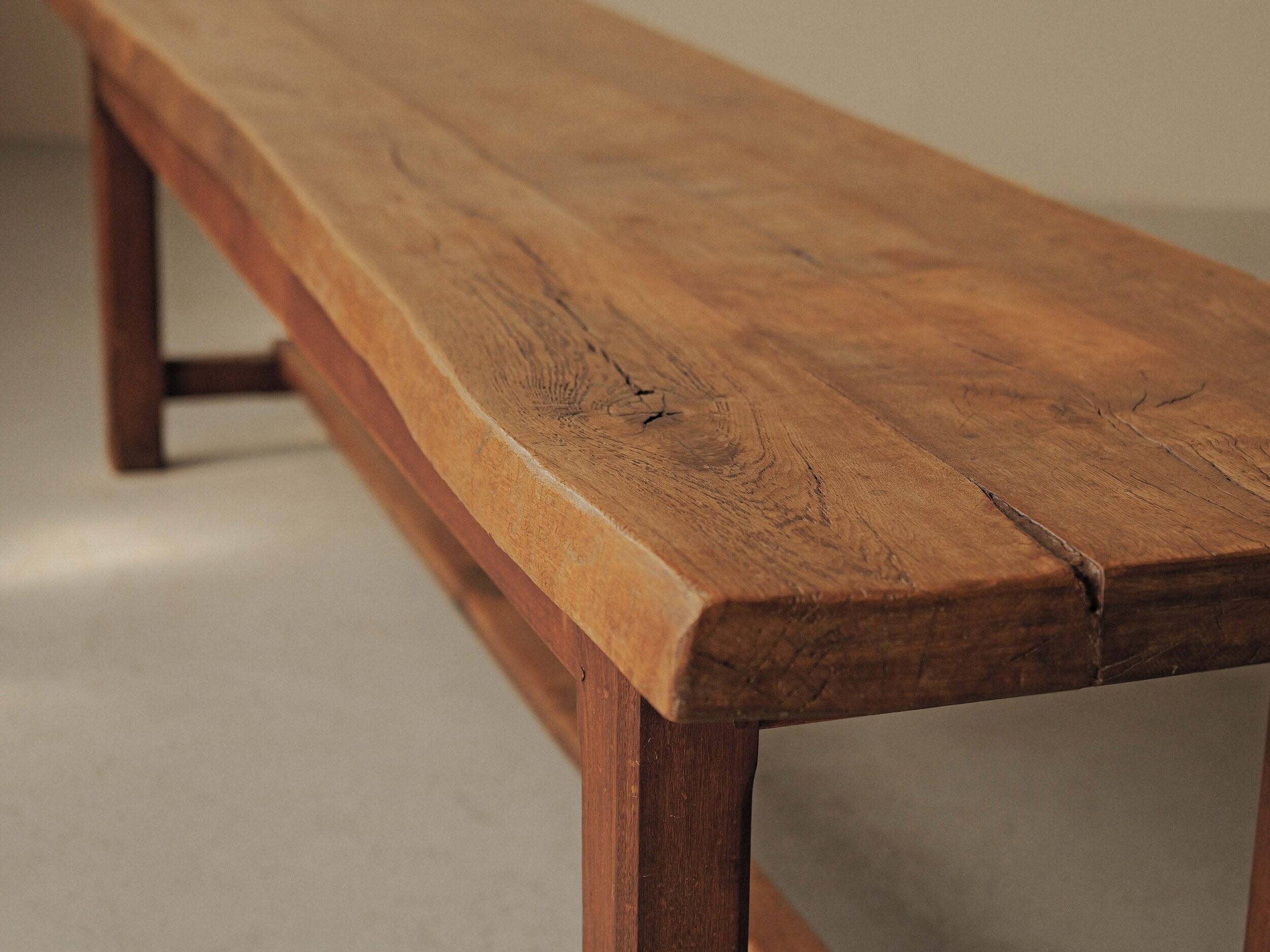 Large solid wood table, handcrafted.