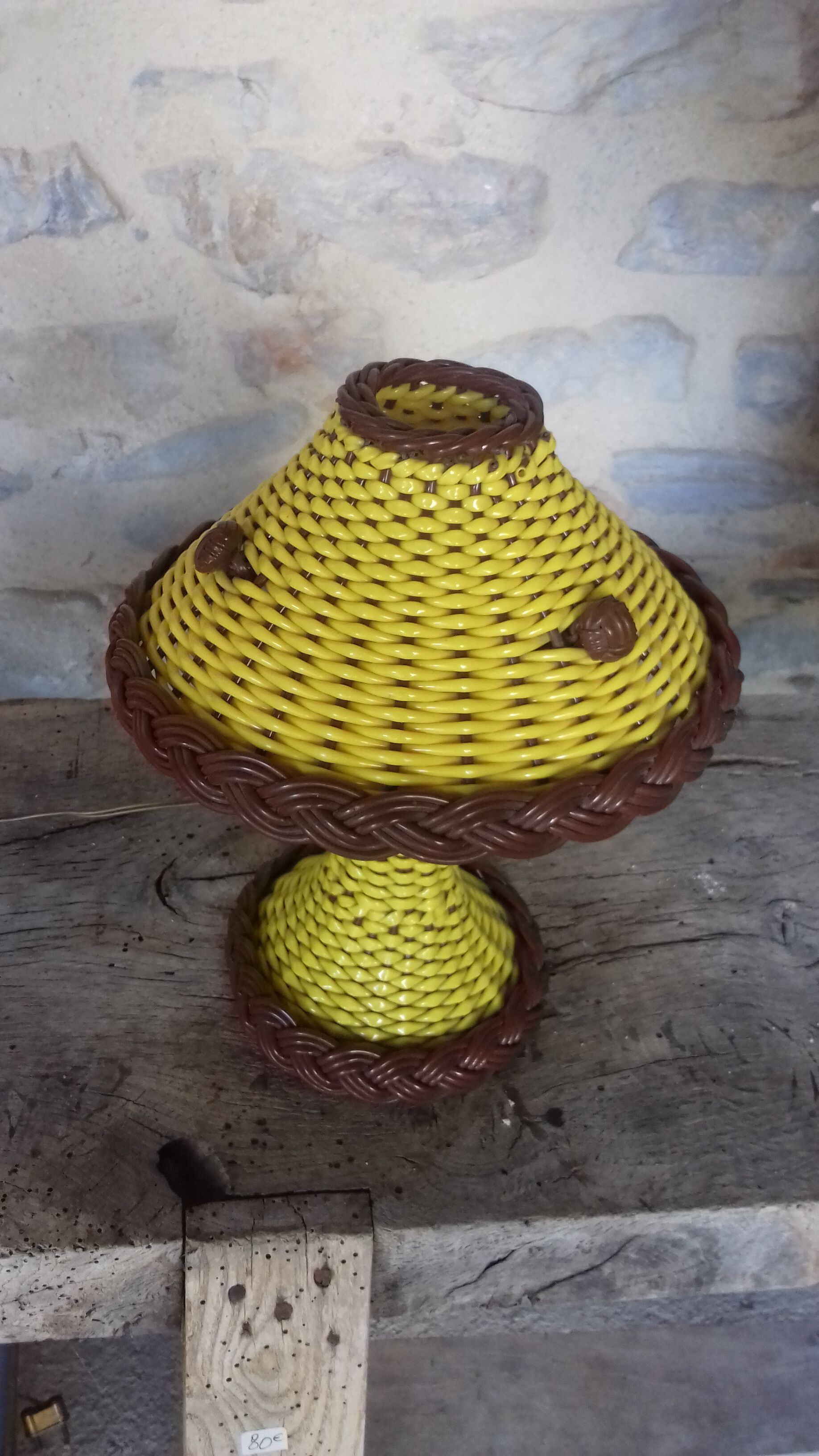 Yellow scoubidou lamp