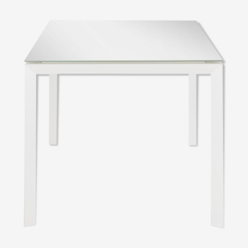 Table en verre trempé blanc