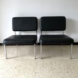 2 vintage chrome and skaï 70s chairs