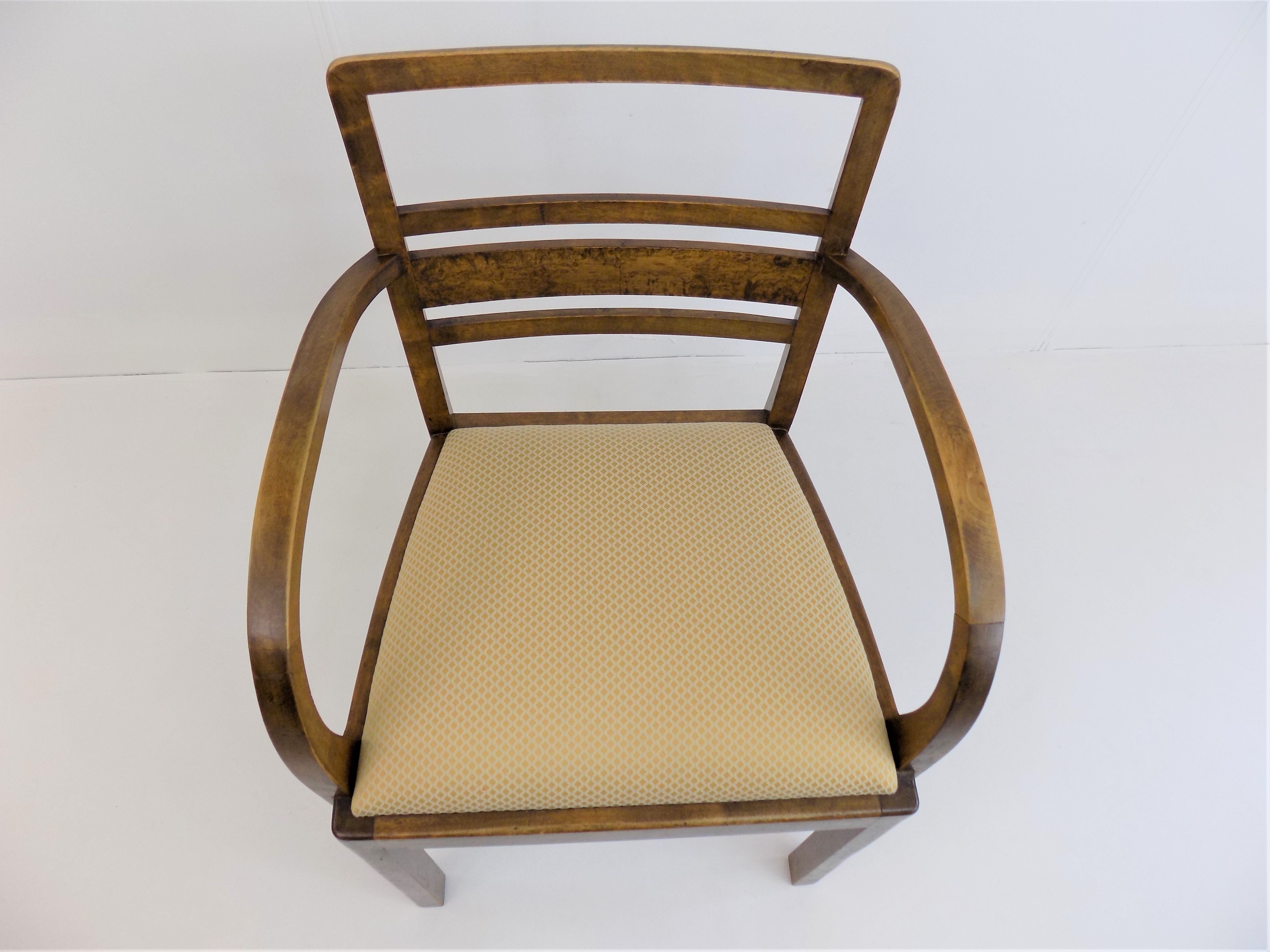 Set of 2 Art Deco chairs in birch burl