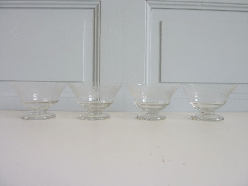 9 old glasses engraved with leaf decoration