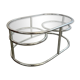 Vintage tubular coffee table glass top, Italian design of the 70s