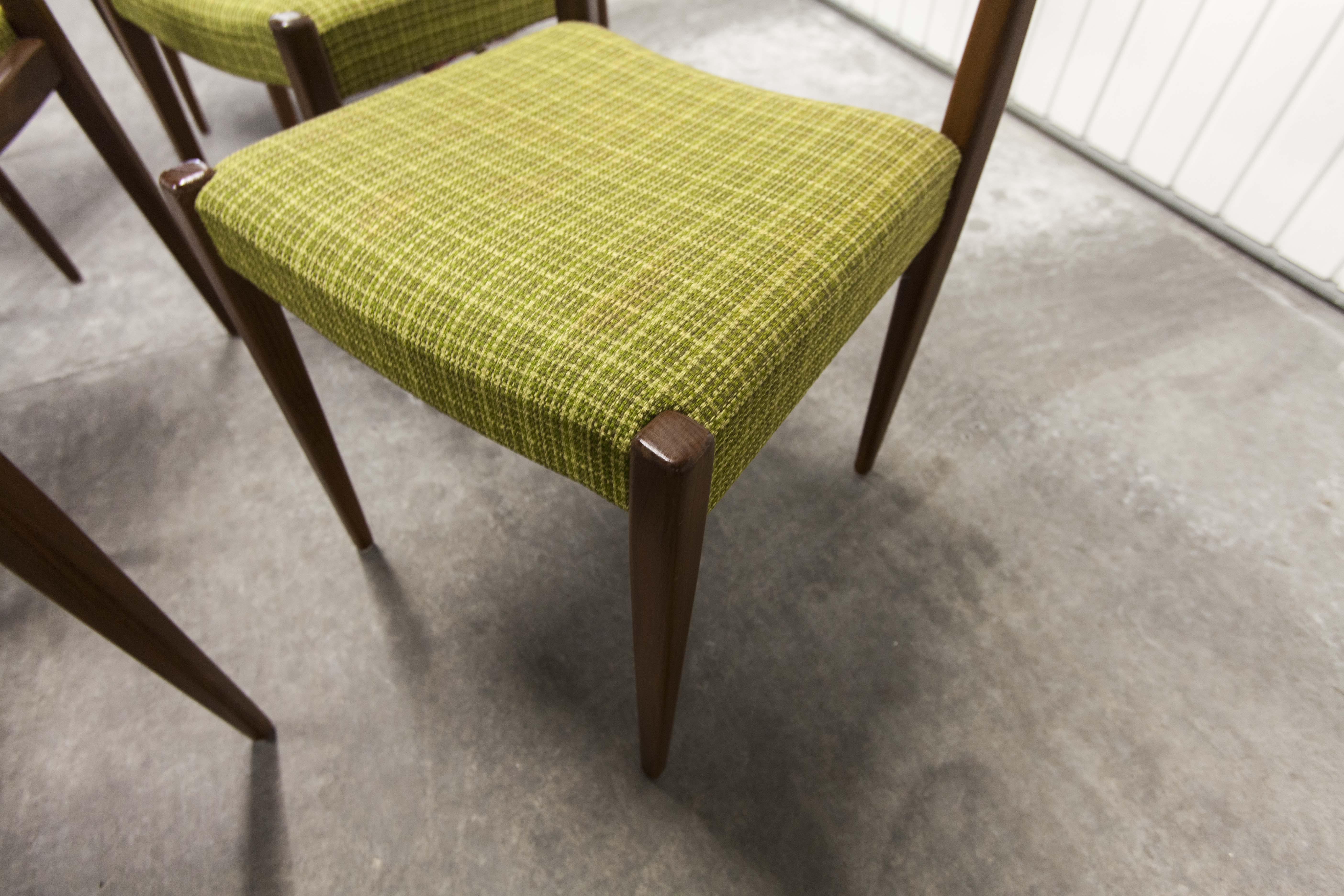 Lot of 6 teak and fabric chairs