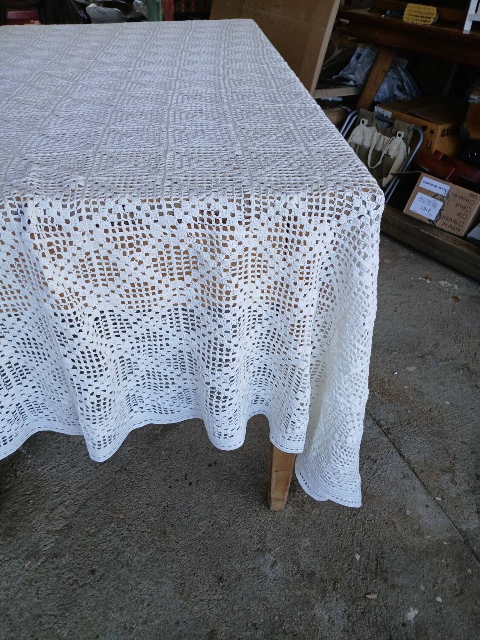 Dessus de lit ancien en crochet fait main