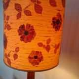 Lampe à poser vintage abat jour tissé  fleurs