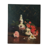 Nature morte huile sur toile XX ieme