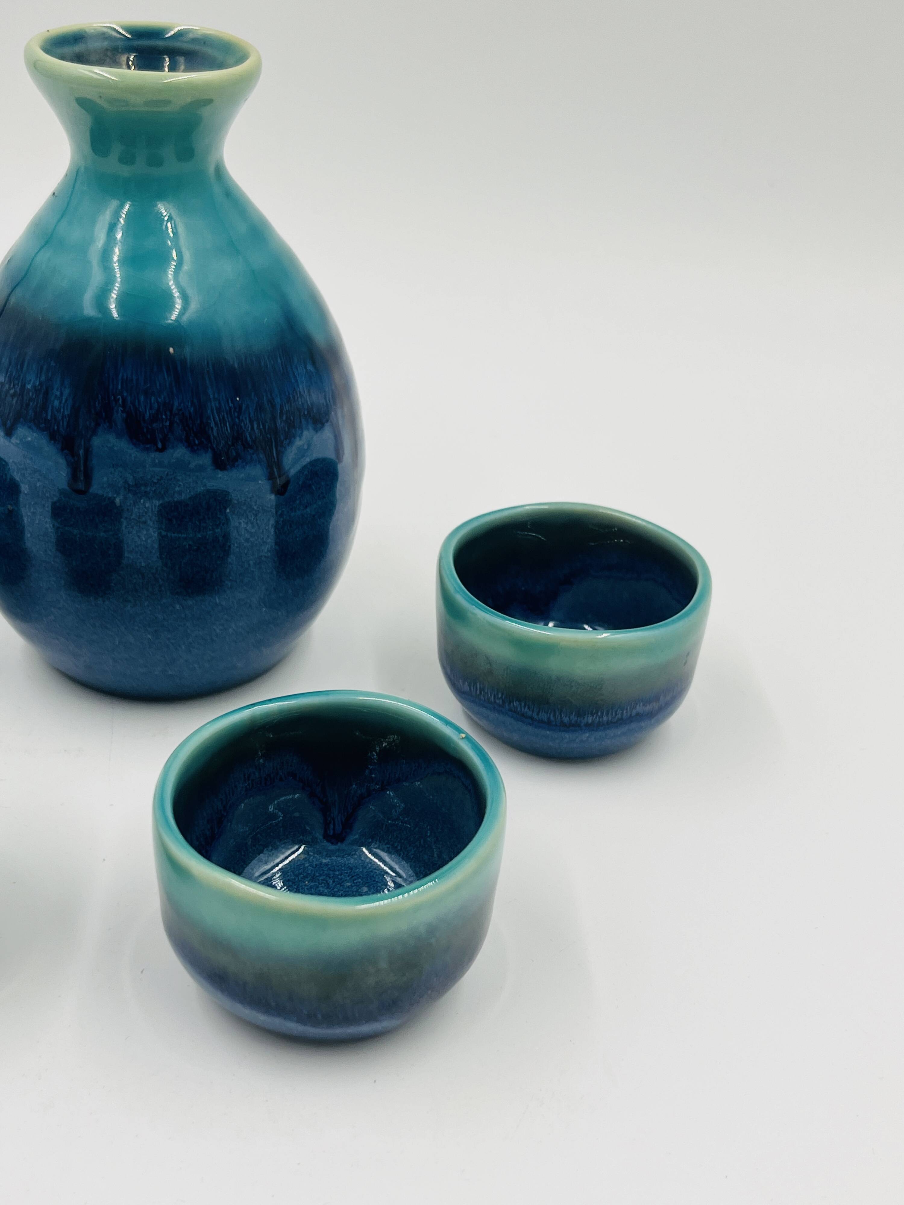 Japanese sake service in Mino Seiryu ceramic.
